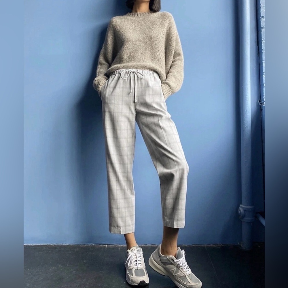 Aritzia The Group Babaton Pants Gray Plaid Flannel Jimmy Pull On